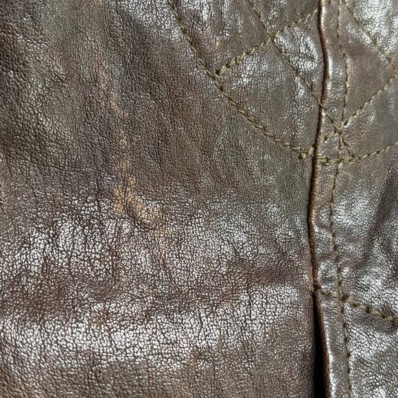 Dolce & Gabbana VTG FW 2005 Heavy Brown Leather Bomber Jacket Size 54 IT 44 US - Picture 12 of 13